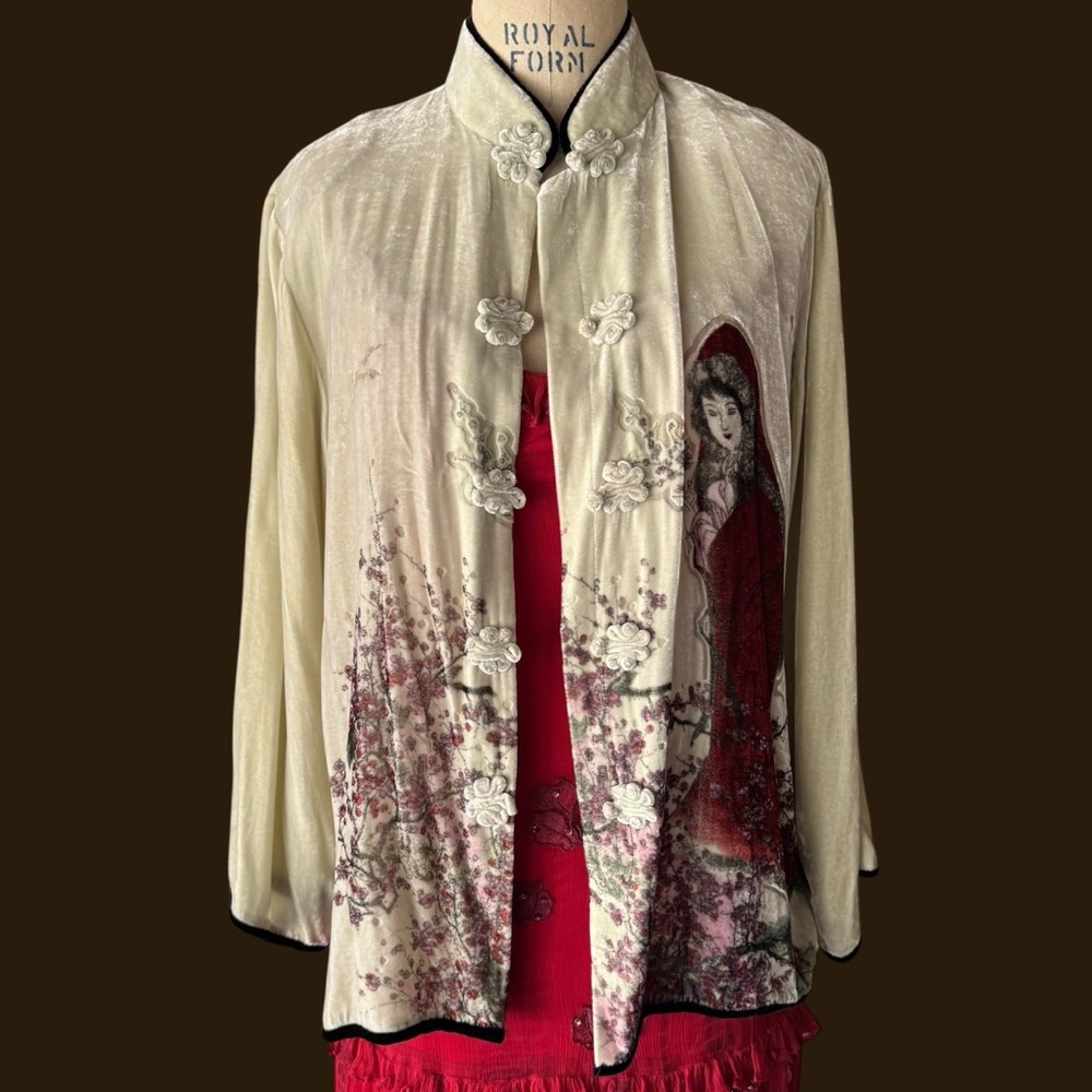 Vintage 90s Aris A Silk & Velvet Burnout Cardigan